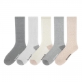Bearpaw Texture Crew Sock 5Pk Simply Taupe