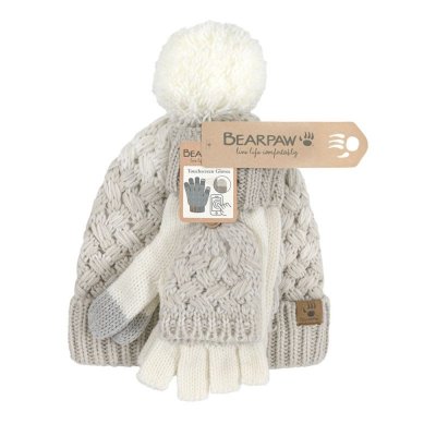 Bearpaw Hat Glove Set 2Pk Egret