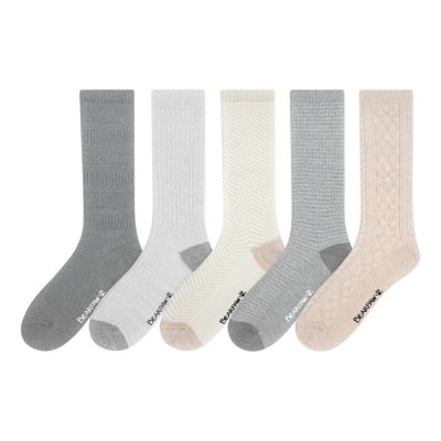 Bearpaw Women's Texture Crew Sock 5Pk Simply Taupe