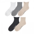 Bearpaw Ruffle Support Sock Anklet 5Pk Simply Taupe
