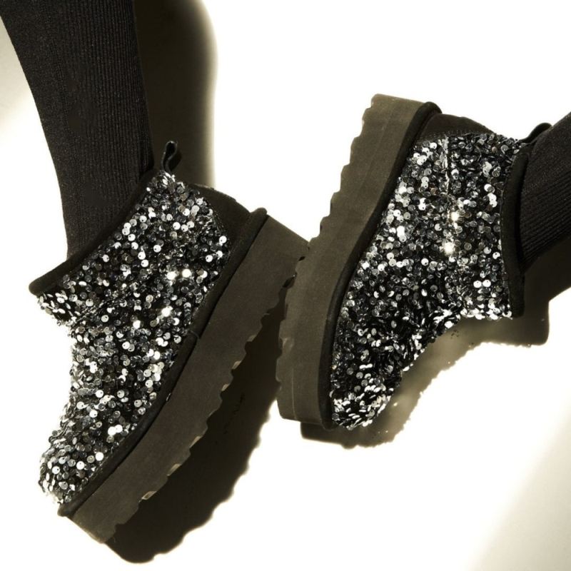 Bearpaw Women's Retro Super Shorty Sequin Silver Sequin