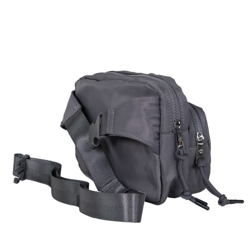 Bearpaw Square Double Zip Waist Bag/Sling Dark Gray