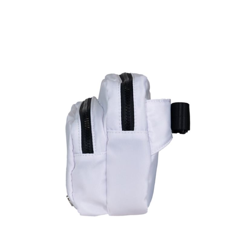 Bearpaw Square Double Zip Waist Bag/Sling White/Black