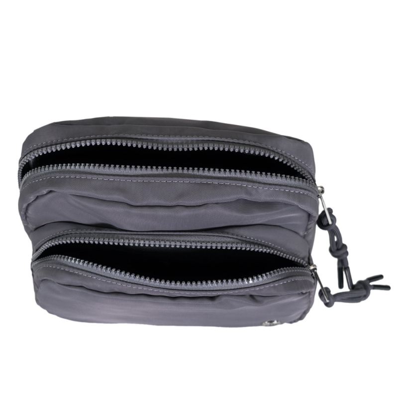 Bearpaw Women's Square Double Zip Waist Bag/Sling Dark Gray